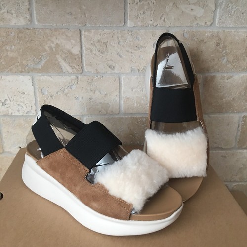 SANDALI SNEAKER UGG SILVERLAKE CASTAGNA PELLE DI PECORA NATURALE TAGLIA US 7 DONNA