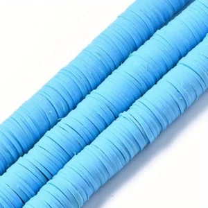 Flat Round Handmade Polymer Clay Beads Disc Heishi Beads - Picture 1 of 7