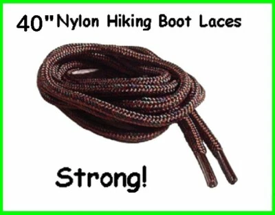 Cordones para botas de senderismo ~ Marrón oscuro 40" 3/16" redondo tejido de nailon (1 par) Hecho en EE. UU. Foto 1 de 4