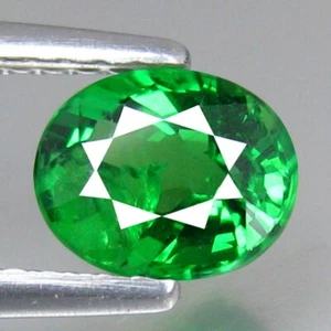 0,93 CTS 6x5 mm ovalado, fabuloso fuego brillante 100 % natural granate verde tsavorita - Imagen 1 de 3