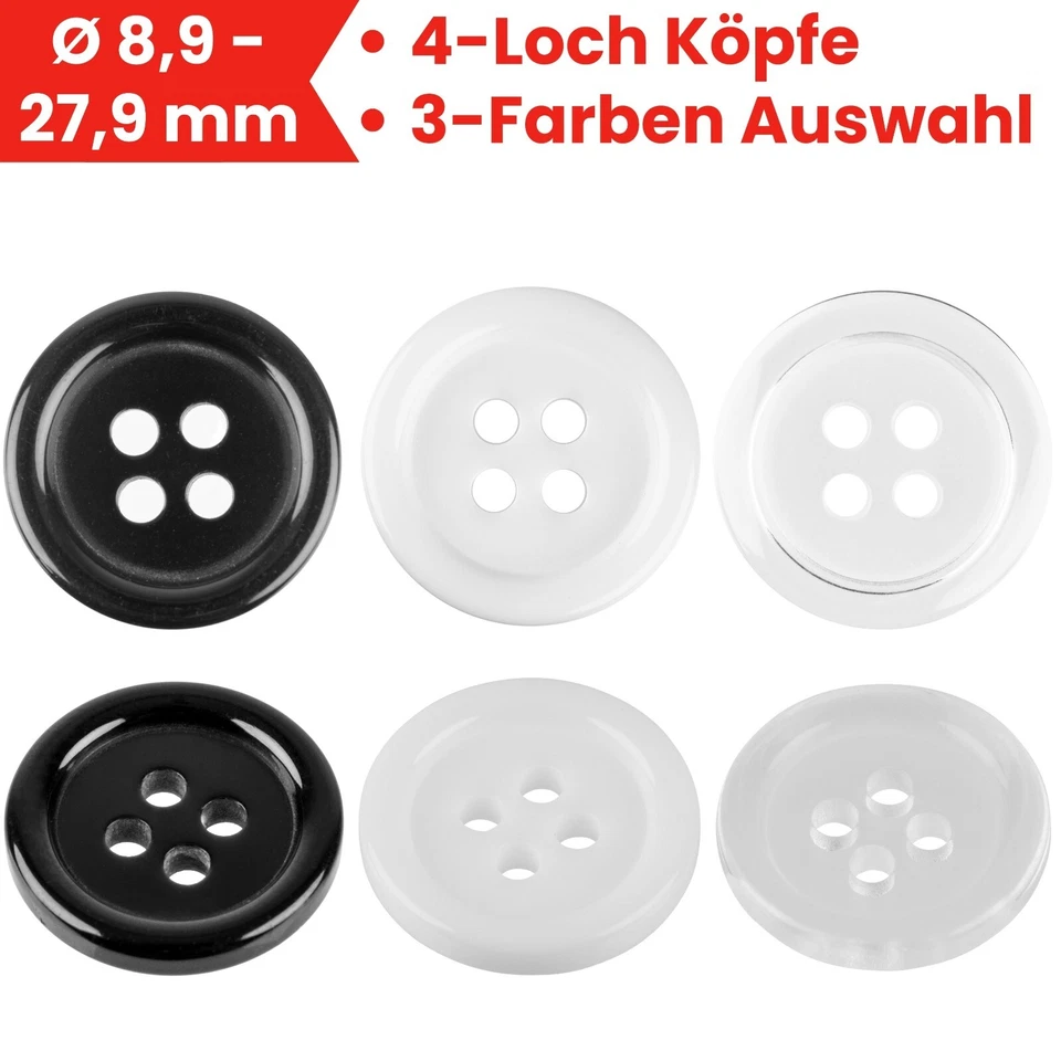 Knöpfe für Bekleidung 4-Loch Harzknöpfe Wäscheknöpfe DIY Bastelknöpfe Polyester - Bild 1 von 1