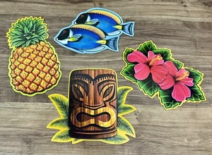 Beistle Luau Die Cut Decor Cutouts 12” Set of 4 Hawaii Tiki Party Bar 80s Kitsch - Picture 1 of 11