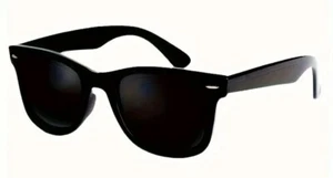 Black Sunglasses Black Vintage Dark Lens Classic UV Protection New - Picture 1 of 2