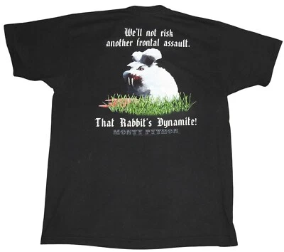Vintage 2001 Monty Python T-Shirt Adult XL Black Graphic Rabbit Holy Grail - Image 1 of 4