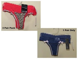 New Vintage Rampage 1 Each & 3 Pack Thong Lace Panties S M Navy Gray Red Animal - Picture 1 of 5