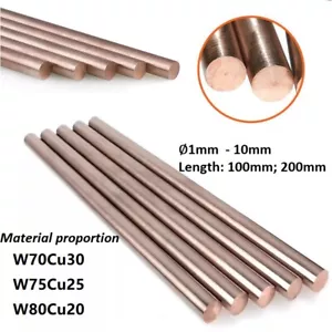 Wolfram Kupfer Rundstab Durchmesser 1mm-10mm WCu Metalllegierung Vollstab Stab 100mm 200m - Bild 1 von 6