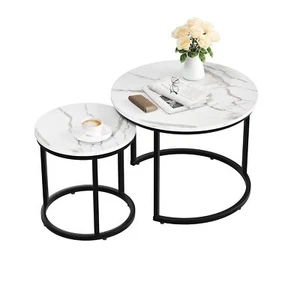 Smuxee White Nesting Coffee Table Set of 2, 23.6" for Living Room & Bedroom - Picture 1 of 3