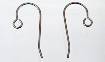 TITANIUM Ear Wires ~ Hook with Open Loop ~ Pure Grade 1 No Nickel ~ 24mm Post - Image 1 of 4