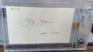 FRITZ FISHER SIGNED 3x5 INDEX CARD 1964 TIGERS SUPER TOUGH! BAS - Picture 1 of 2
