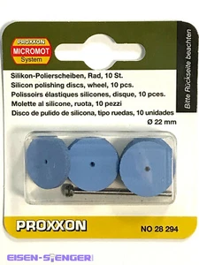 Proxxon - Silikon-Polierscheiben Rad, Ø 22 mm, 10 Stück mit Träger - 28294 - Bild 1 von 2