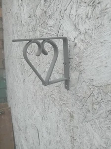 6x Heart Metal Shelf Support Brackets-Grey. New /Handmade 5" (13cm) x 13mm-NEW - Photo 1/1