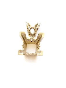 14K White Gold Square Princess Scroll Solitaire Pendant Setting 7.5 x 7.5mm - Picture 1 of 12