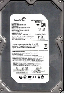 ST3500830AS, 9BJ136-566, 3.AFE TK 9QG1, SEAGATE SATA 500GB 07434 - Picture 1 of 1