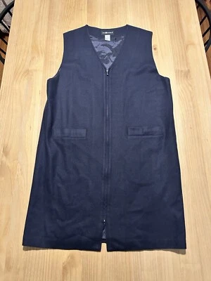 100% Wool Sleeveless Midi Dress Zipper Size 16 V-Neck Vtg Blue Sag Harbor - Image 1 of 4