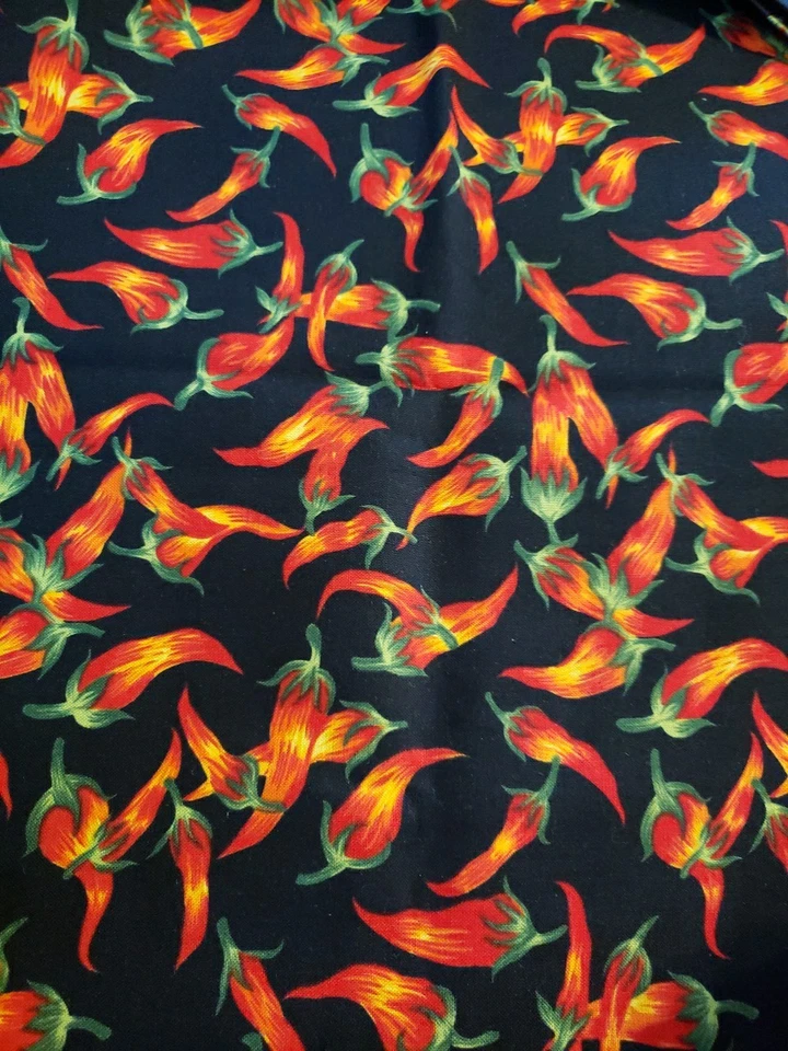 RED HOT CHILI PEPPERS Cook Chef Farm FOODIE Fabric 29" X 44" 100% Cotton - Image 1 of 1