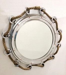 24 inch Porthole Aluminium Finish Port Mirror Wall Hanging Ship Porthole Decor - Picture 1 of 5
