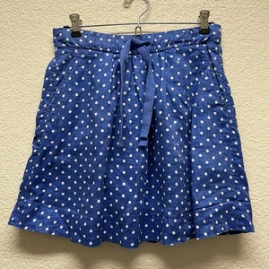 J Crew Minirock gepunktet Leinen Taschen gefüttert Damen 0 blau Strand Urlaub - Bild 1 von 7