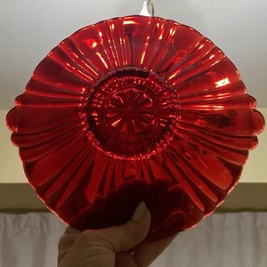 Vintage Anchor Hocking Glass Old Cafe Royal Red Ruby Shallow Bowl,candy dish8.5" - Picture 1 of 14