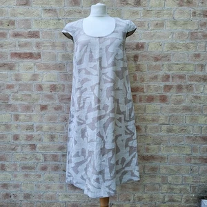 Oska Linen Dress Size 1 UK 10 Beige Grey A Line Pockets Lagenlook Relaxed - Picture 1 of 14