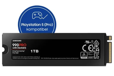 SAMSUNG 990 PRO Heatsink PS5 1TB Gaming SSD Festplatte 7.450 MB/s MZ-V9P1T0CW - Bild 1 von 3