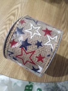 Nueva Cinta Estrella Patriótica 2.5" X 6 Yardas Azul Marrón Rojo - Imagen 1 de 4