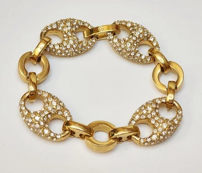 Kendra Scott Chunky Link Bracelet Yellow Gold Tone with Clear Rhinestones 7" - Image 1 of 4