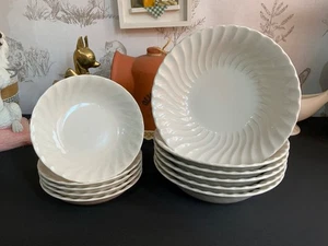 SCIO Japan White Ribbed Swirl 6 x Cereal Bowls & 5 x Dessert Bowls - Picture 1 of 12
