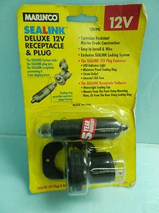 MARINCO SEALINK 12 VOLT RECEPTACLE WITH LOCKING MALE PLUG  , NEW IN PACKAGE - Picture 1 of 2