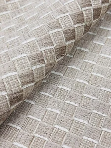 Lee Jofa Chenille Check Basketweave Uphol Fabric- Allonby Weave / Flax 1.30 yds - Picture 1 of 3