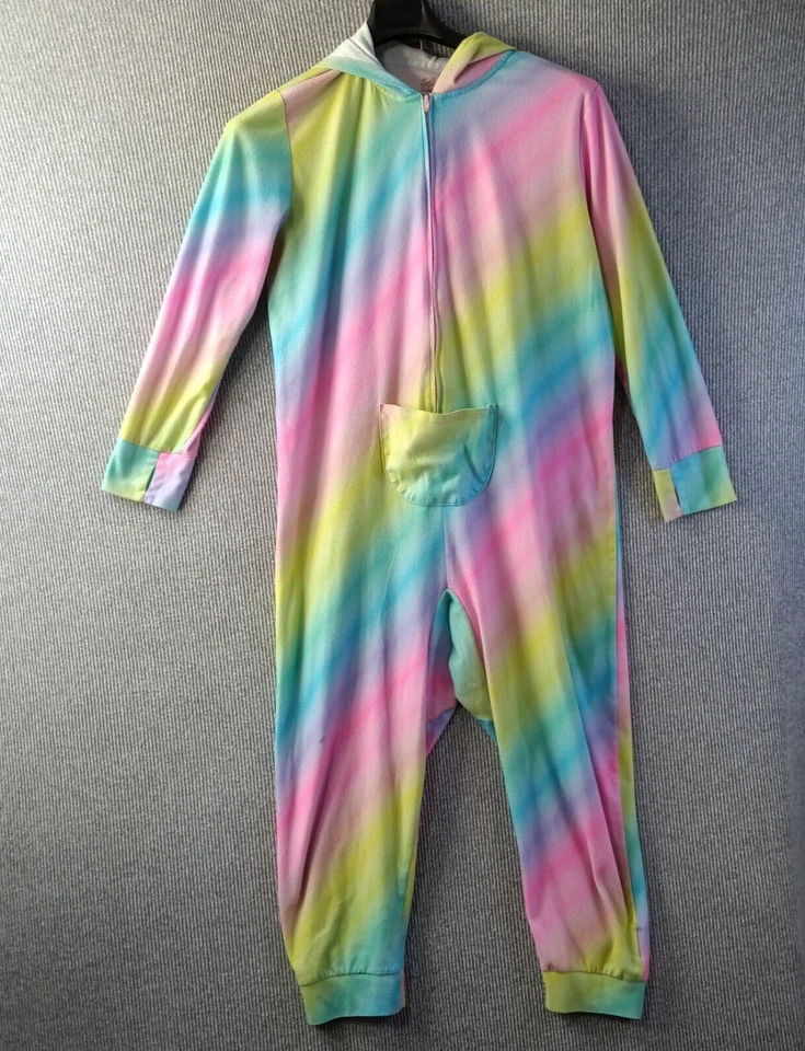 Pijama Justice One Piece para mujer 18 arco iris con capucha alas de unicornio bolsillo frontal Foto 1 de 4