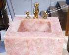 Agate de quartz rose naturelle en forme carrée évier lavabo comptoir de cuisine