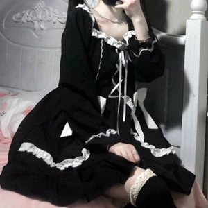 Lady Lolita Rüschenkleid Rüschen Schnürung Gothic Harajuku Punk Retro Prinzessin Kleid - Bild 1 von 13