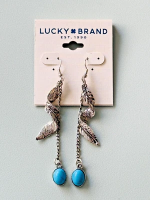 Lucky Brand Vintage Long Turquoise Earrings. - Image 1 of 2