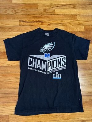 Pro Line Fanatics NFL 费城老鹰队 2017 NFC 冠军 T 恤 M 黑色 二手状况完好 — 第 1/4 张图片