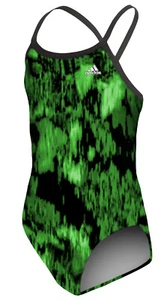 Adidas Girls C-Back Equinox Camo Print One Piece Swimsuit - Picture 1 of 4