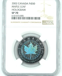 2002 NGC SP70 Canada Hologram Platinum Maple Leaf  - Picture 1 of 2