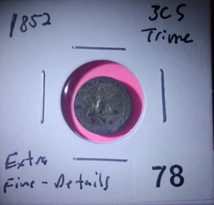 1852 3CS Three Cent Silver - Picture 1 of 3