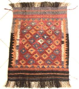 Teppich Afgan Kelim Nomaden Uzbeki Orient Rot Fußmatte Rug Carpet Tapis Alfombra