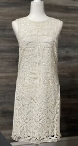 SISLEY Dress Women's Ivory Elegant Style Patterned Floral Size M Medium Zip Back