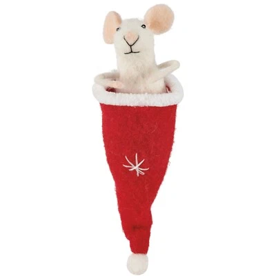 Primitives by Kathy Santa Hat Mouse Felt Critter Ornament Holiday Christmas Gift