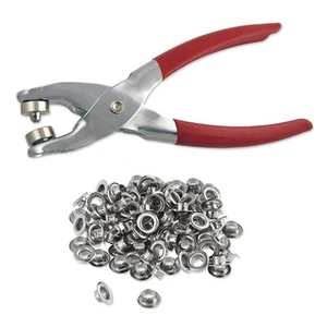 1/4" Grommet Eyelet Setting Pliers with 100 Silver Grommets New - Picture 1 of 1