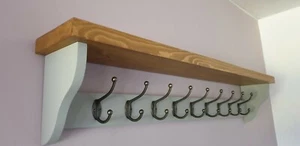 PERCHERO CON ESTANTE *Hecho a mano***9 ganchos dobles***Gris pabellón y roble mediano* - Imagen 1 de 10