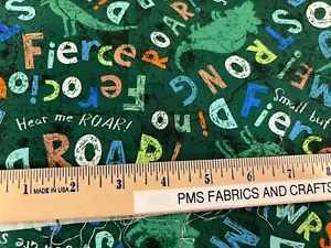 TT Dinosaur Words Digital 100% cotton fabric by the yard 36x44 CD2429 Tossed - Picture 1 of 9