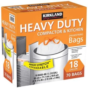 Kirkland Signature Compattatore e Sacchetti della Pattumiera da Cucina, Bianco, 18 Galloni (Conteggio 70) - Foto 1 di 1