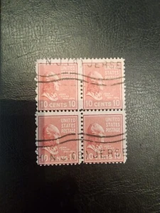 10 Cent Block Of 4 Postage Stamps. JOHN TYLER.  - Picture 1 of 6