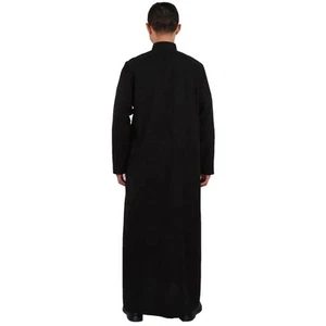 Hui Men'S Qatar Style Cotton And Linen Long-Sleeved Stand-Up Collar Plus Size Ar - Picture 1 of 5
