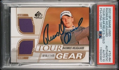 2021 SP Game Used Golf Rasmus Hojgaard Tour Gear Relic Gold /149 PSA GEM 10 AUTO - Image 1 of 2