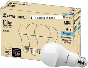 Case of 4 -4 packs LED Light Bulb Soft White 2700K 100-Watt Equivalent - 16 bulb - Picture 1 of 3
