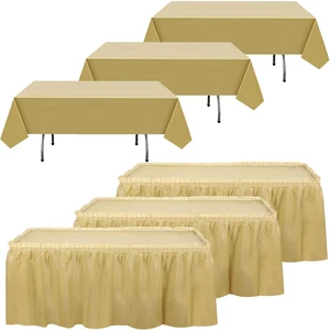 6 Pcs Plastic Table Skirts and Stain Proof Table Cloths 54 X 108 in Plastic Tabl - Picture 1 of 12