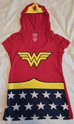 Mujer MUJER MARAVILLA Talla Adulto Grande S17 Camiseta Con Capucha Disfraz Halloween Foto 1 de 4